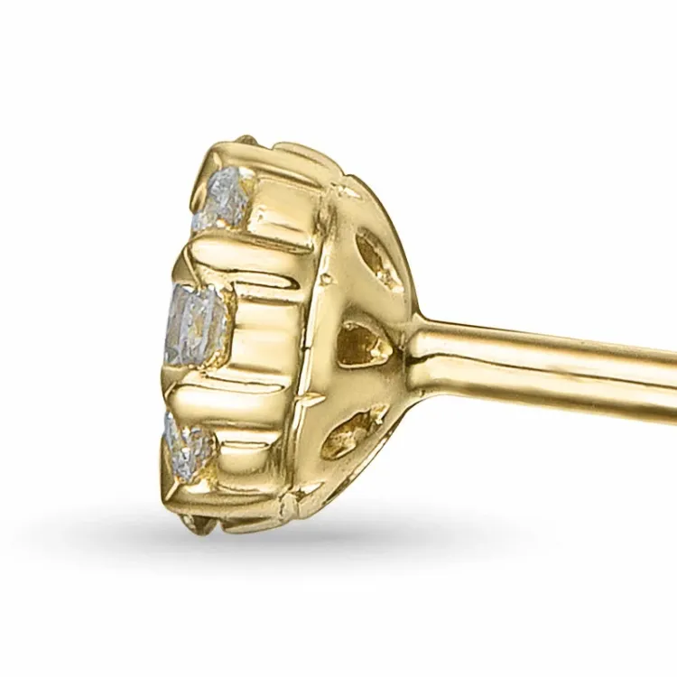 runda diamant örhängestift i 14 karat guld med diamant och diamant 