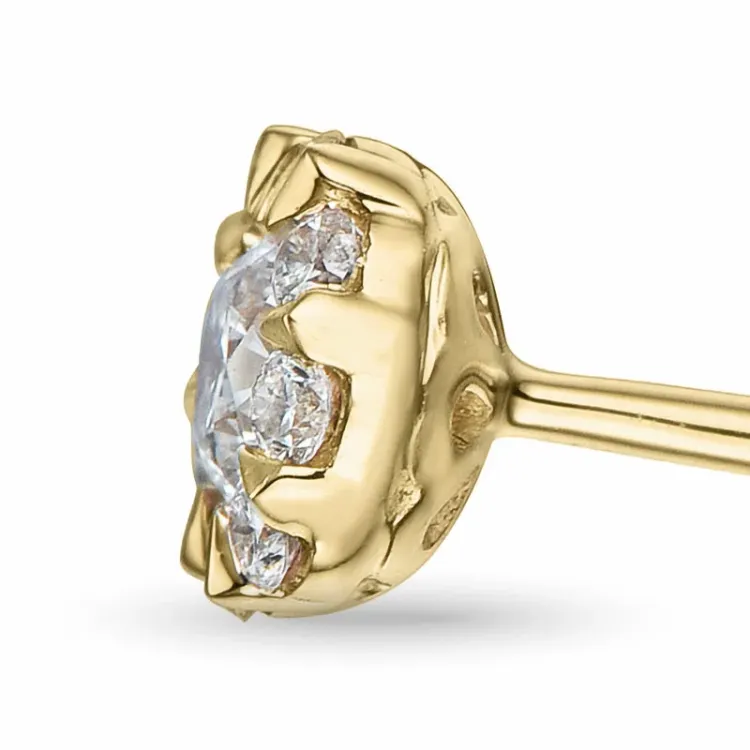 runda diamant örhängestift i 14 karat guld med diamant och diamant