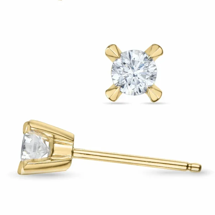 2 x 0,20 ct solitäreörhängestift i 14 karat guld med diamant