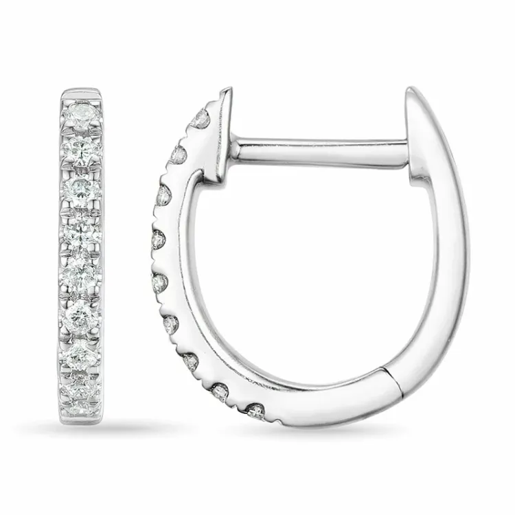 8 mm creol i 14 karat vitguld med diamant 