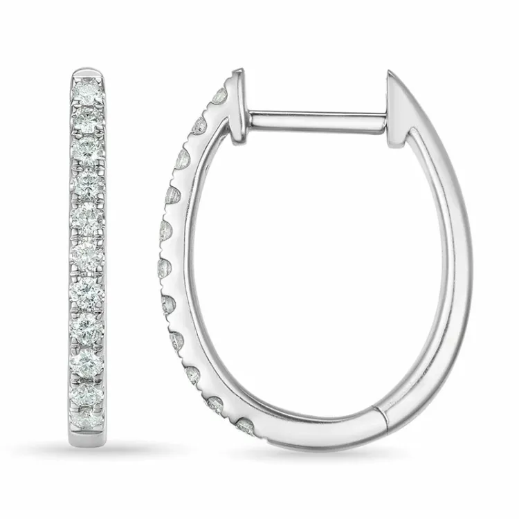12 mm creol i 14 karat vitguld med diamant 
