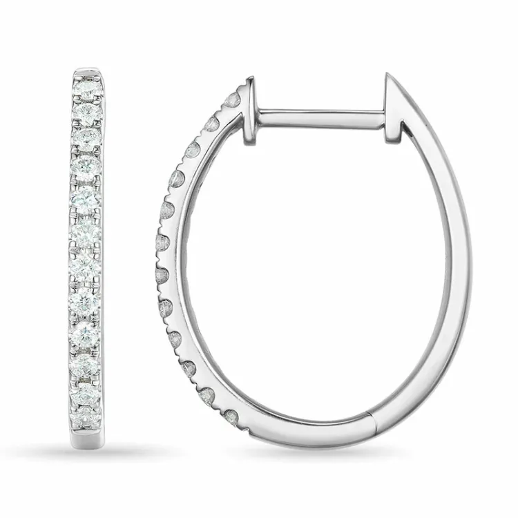 14 mm creol i 14 karat vitguld med diamant