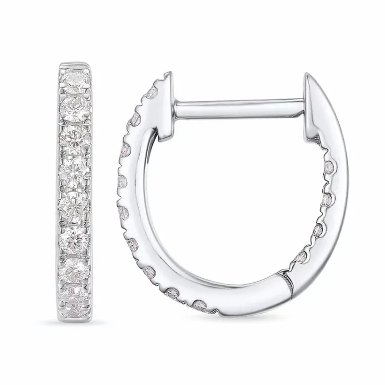 12 mm diamant creol i 14 karat vitguld med diamant