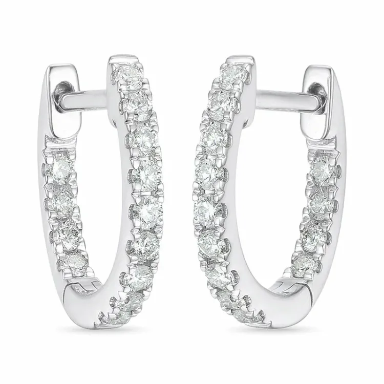 12 mm diamant creol i 14 karat vitguld med diamant