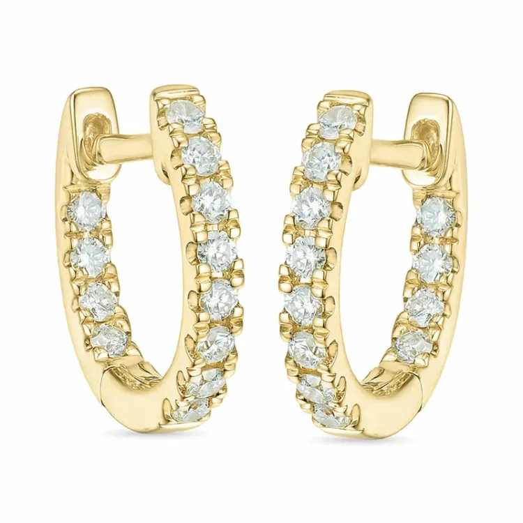12 mm diamant creol i 14 karat guld med diamant 
