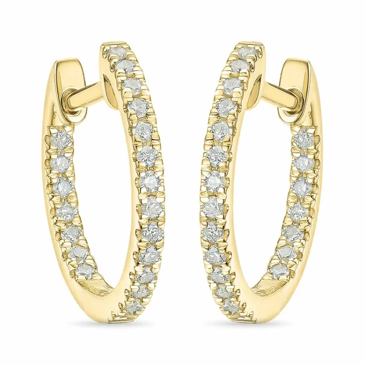 15 mm diamant creol i 14 karat guld med diamant 