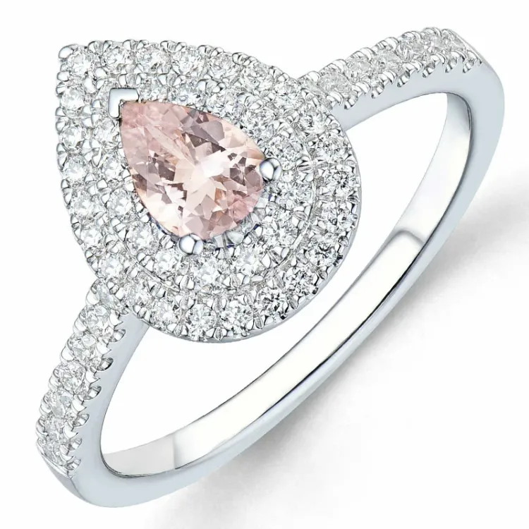morganit diamantring i 14 karat vitguld 0,35 ct 0,39 ct