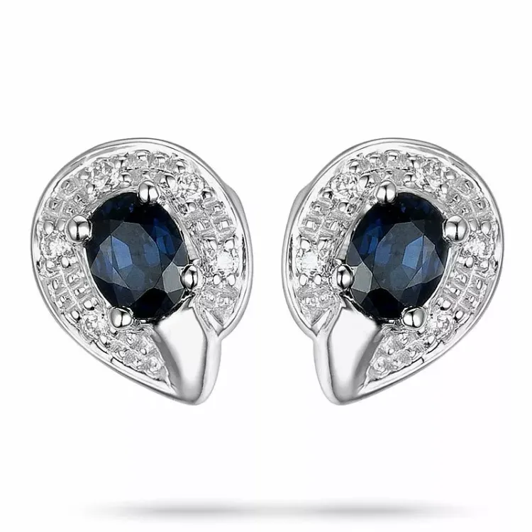 Safir diamantörhängen i 14 karat vitguld med diamanter och safirer