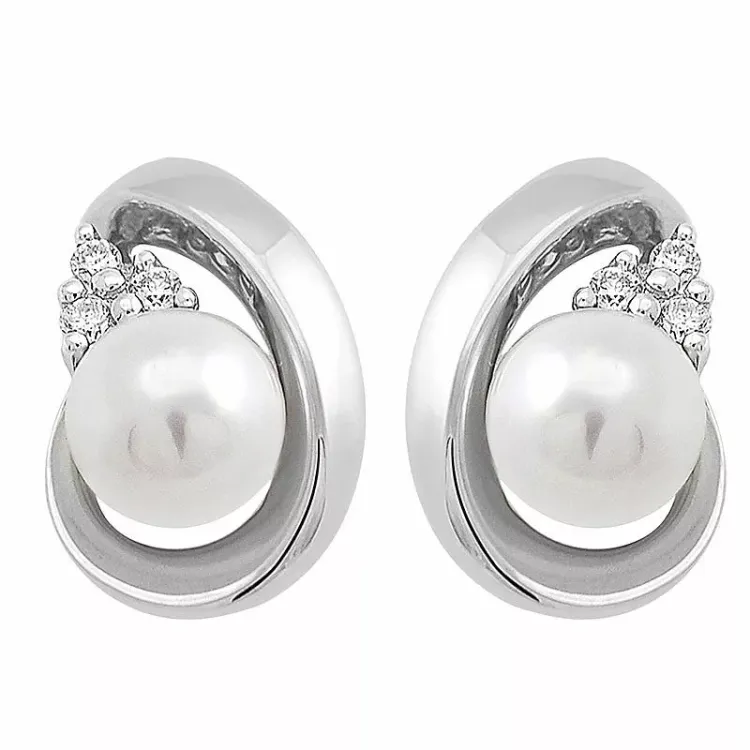 Pärla diamantörhängen i 14 karat vitguld med diamanter 