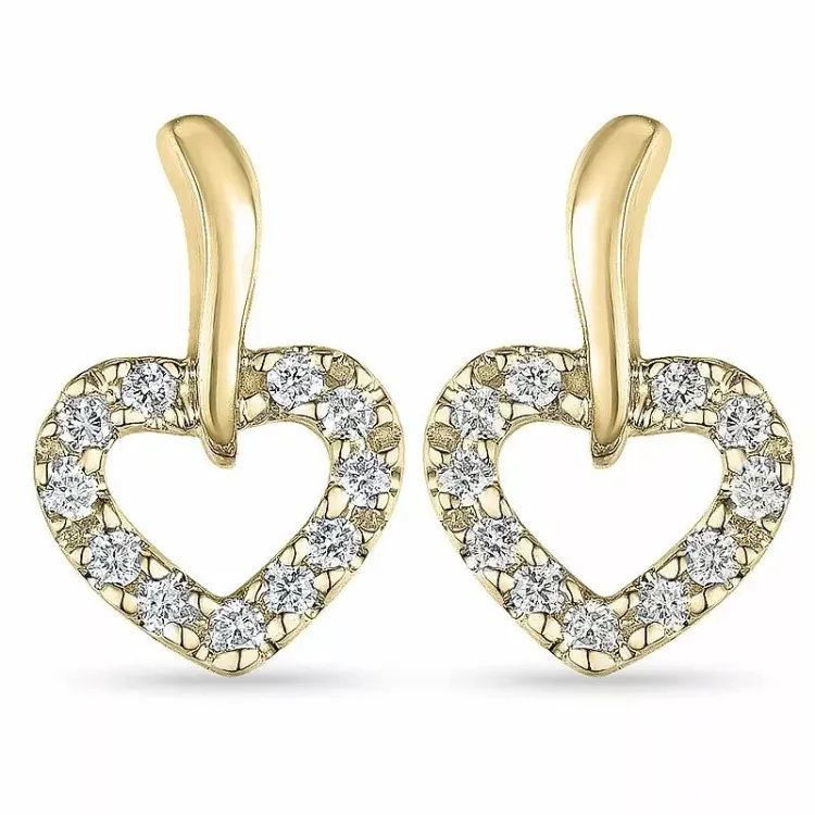 hjärta diamant örhängen i 14 karat guld med diamant