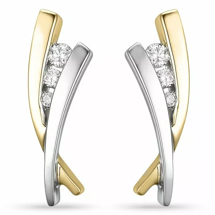 Diamant örhängen i 14 karat guld och vitguld med diamanter 
