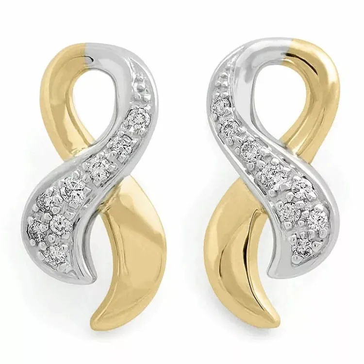 rosett diamant örhängen i 14 karat guld och vitguld med diamant 