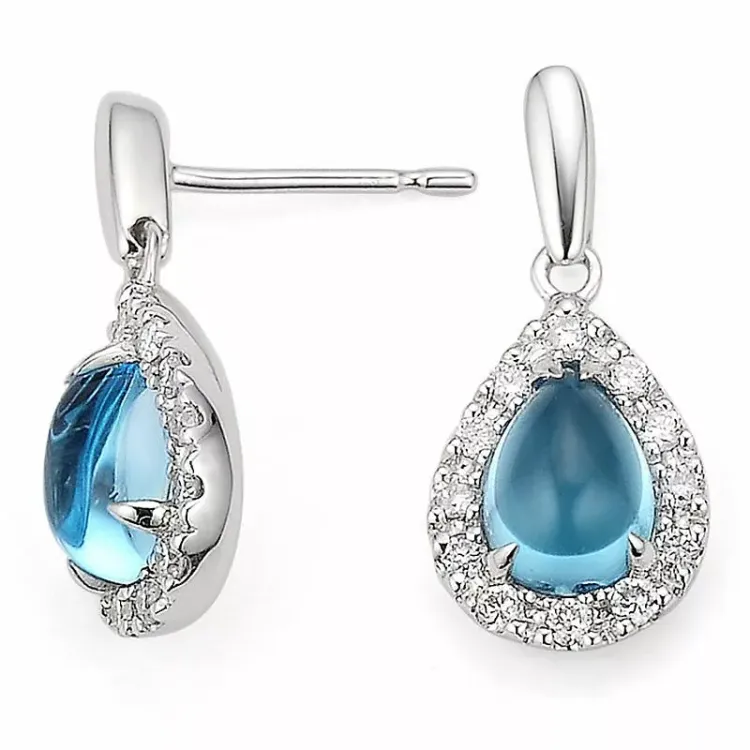 droppe topas diamantörhängen i 14 karat vitguld med diamant och topas 
