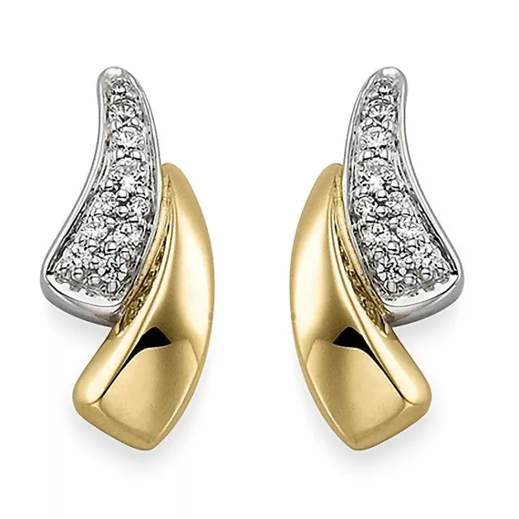 Diamant örhängen i 14 karat guld och vitguld med diamanter 