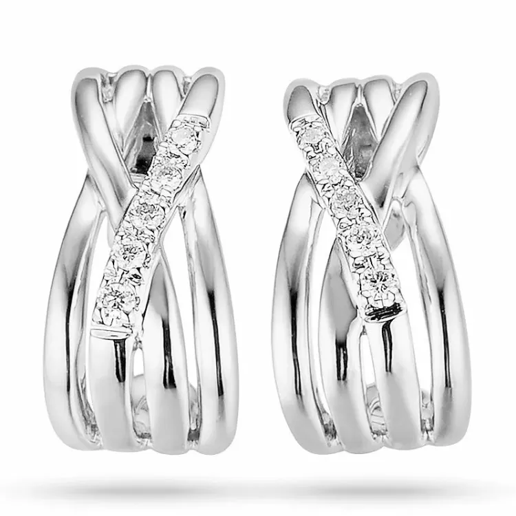 Diamant halvcreol i 14 karat vitguld med diamanter 
