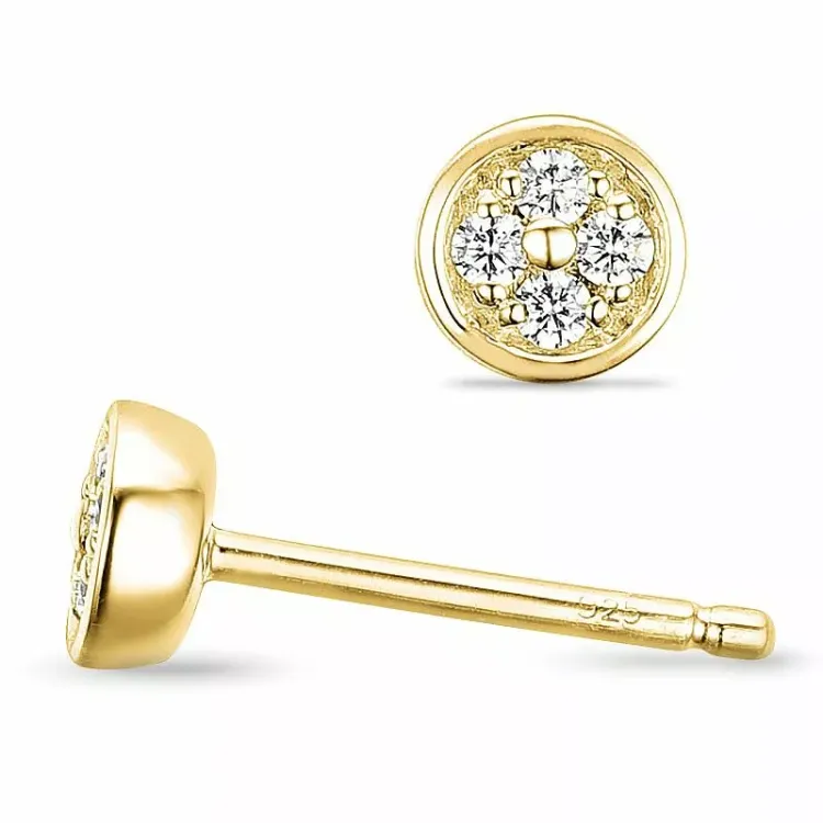 runda diamantörhängen i 14 karat guld med diamant 