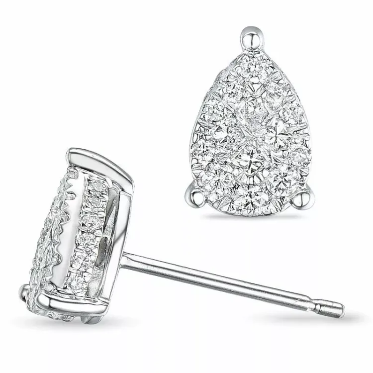 droppe diamantörhängen i 14 karat vitguld med diamant och diamant 
