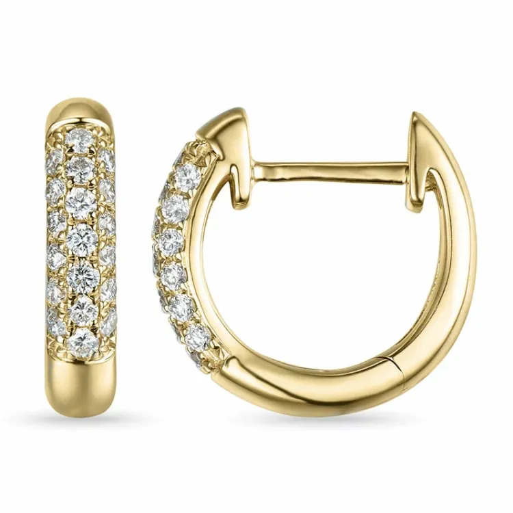 12 mm diamant creol i 14 karat guld med diamant 