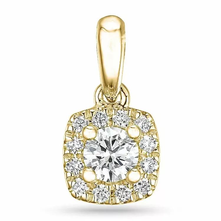 fyrkantigt diamant hängen i 14 carat guld 0,22 ct