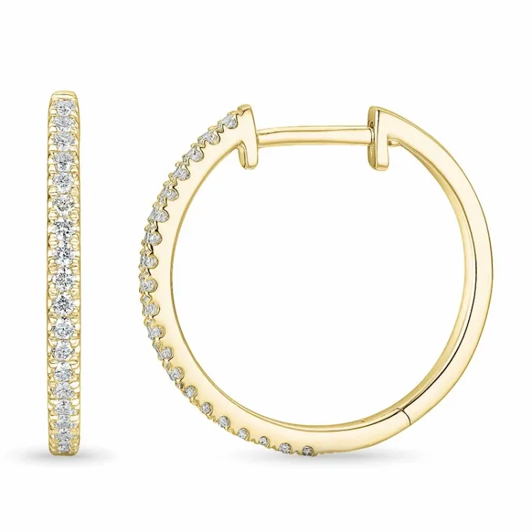 19 mm diamant creol i 14 karat guld med diamant