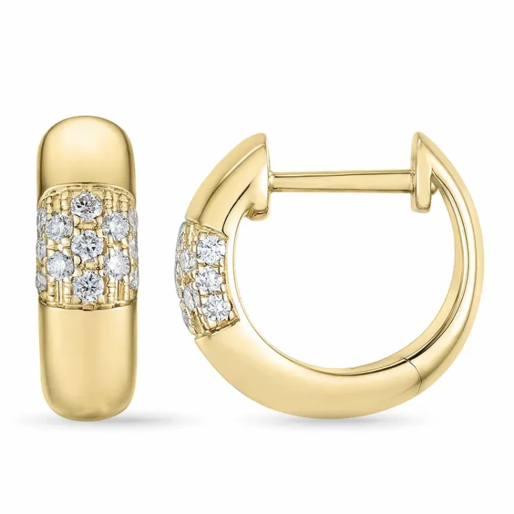 12 mm diamant creol i 14 karat guld med diamant