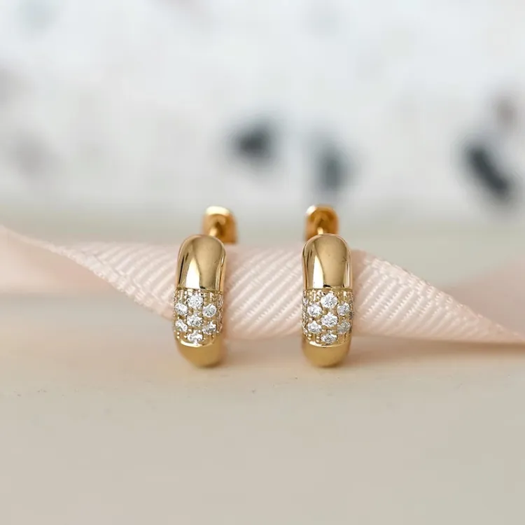 12 mm diamant creol i 14 karat guld med diamant
