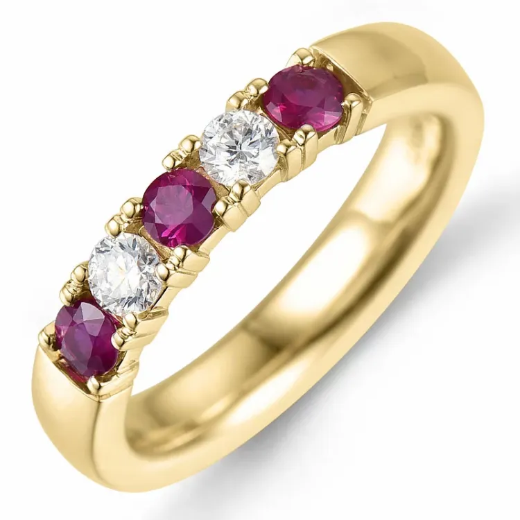 kraftfull rubin alliancring i 14 karat guld 2 x 0,10 ct 0,45 ct