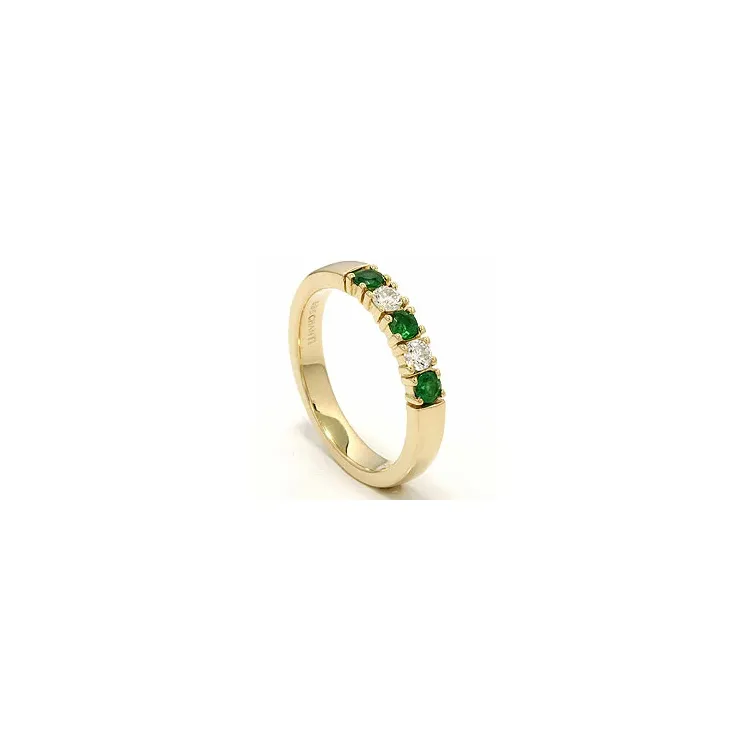 kraftfull smaragd alliancring i 14  karat guld 2 x 0,10 ct 