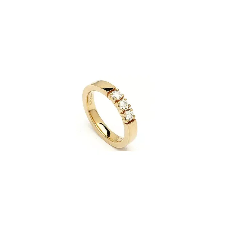 alliancring i 14 karat guld 3 x 0,15 ct