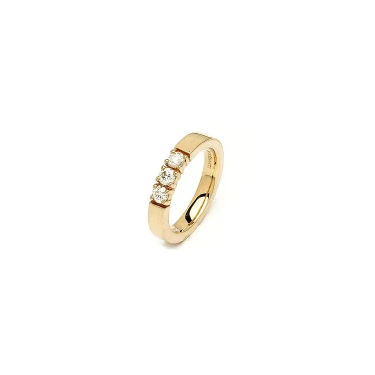 alliancring i 14 karat guld 3 x 0,15 ct