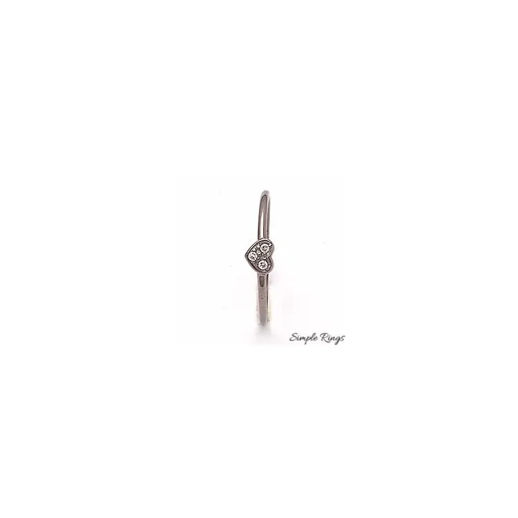 Simple Rings hjärta ring i svart rhodinerat silver vita zirkoner