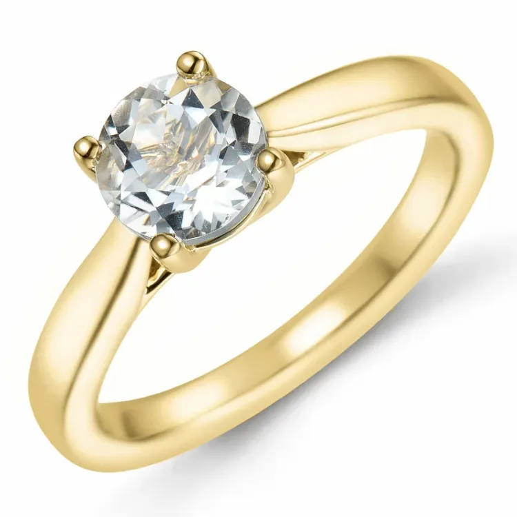 kvarts solitärring i 14 karat guld 0,95 ct