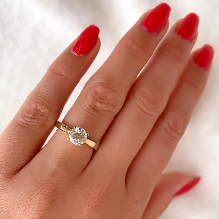 kvarts solitärring i 14 karat guld 0,95 ct