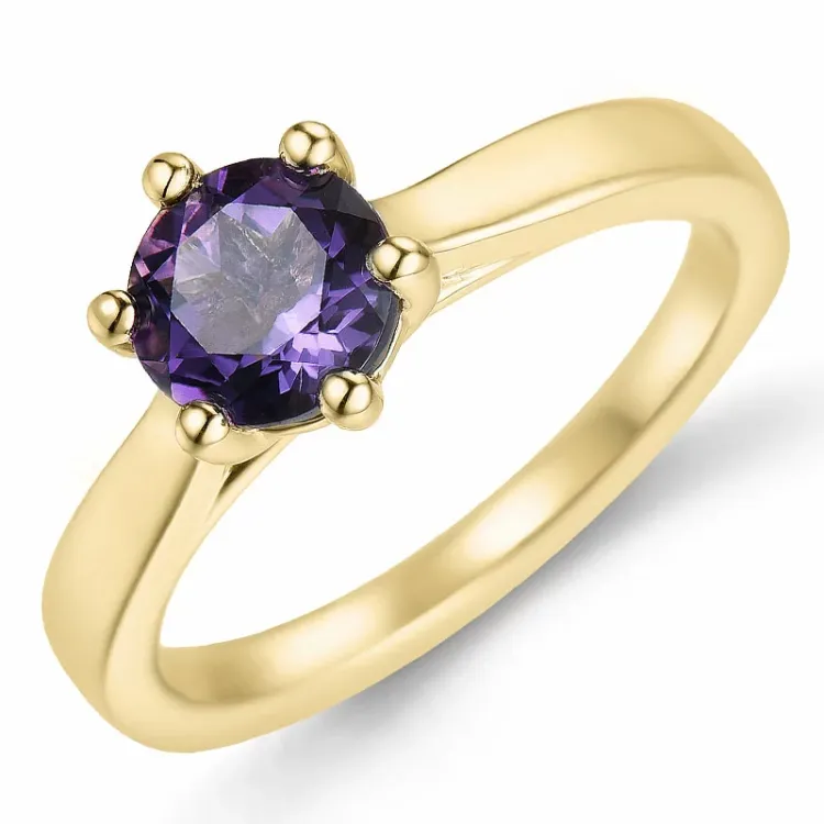 ametist solitärring i 14  karat guld 0,95 ct