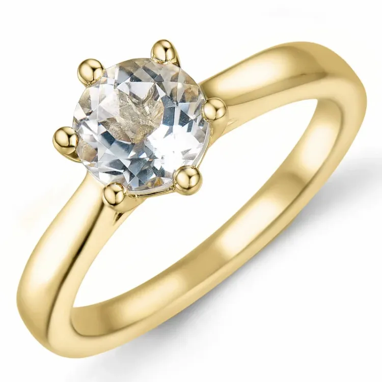 kvarts solitärring i 14 karat guld 0,95 ct