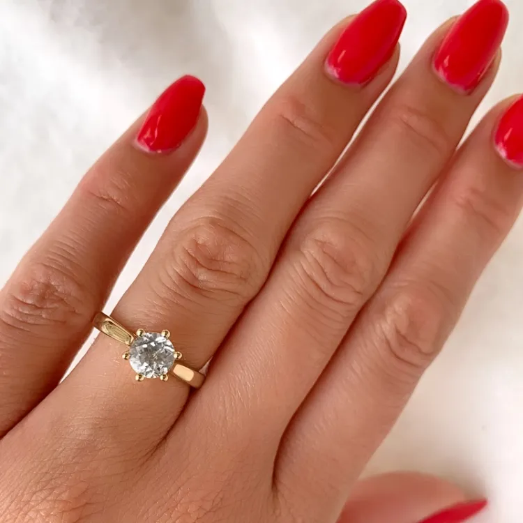 kvarts solitärring i 14 karat guld 0,95 ct