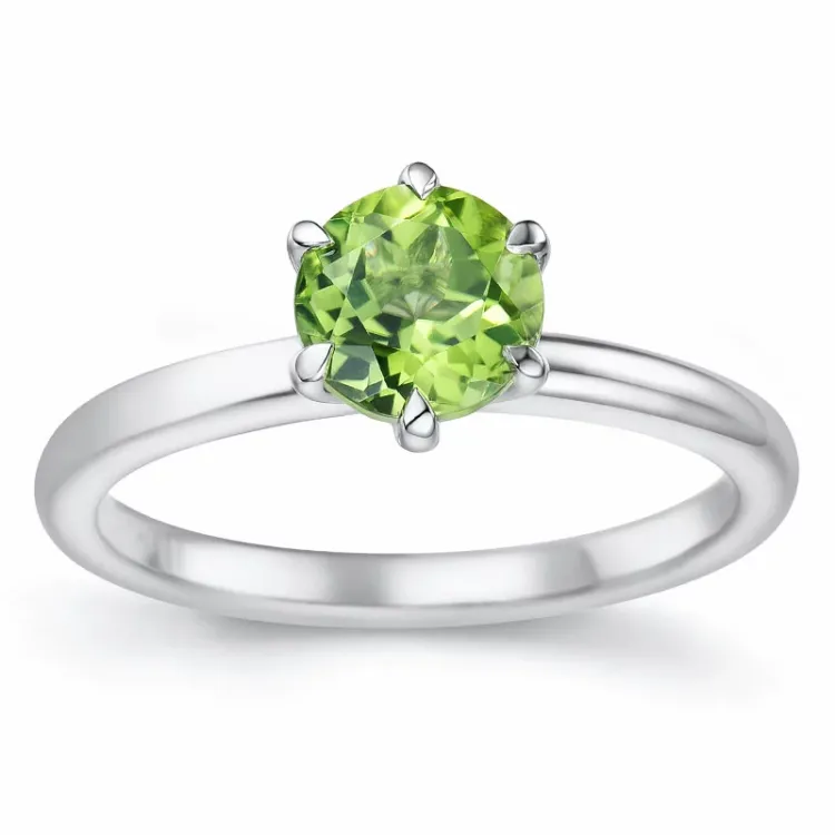 grön peridot solitärring i 14 karat vitguld 1,27 ct