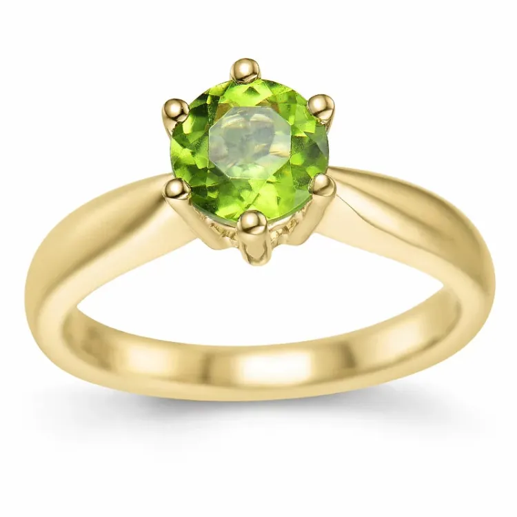 grön peridot solitärring i 14 karat guld 1,27 ct