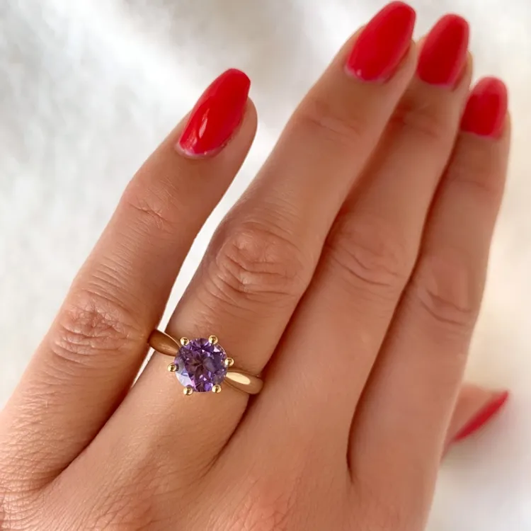 ametist solitärring i 14 karat guld 1,34 ct