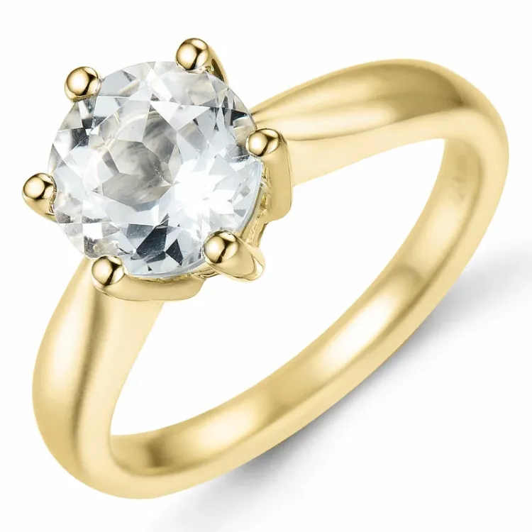 kvarts solitärring i 14 karat guld 1,34 ct