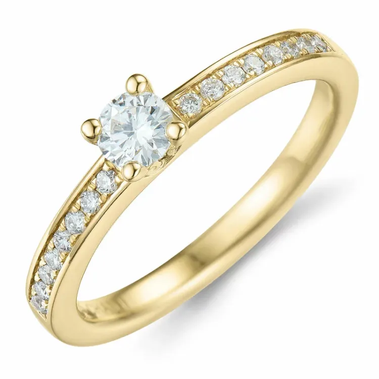 diamant ring i 14  karat guld 0,20 ct 0,136 ct