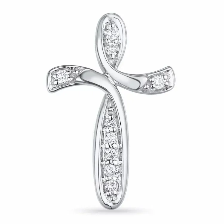 kors diamant hängen i 14  carat vitguld 0,101 ct