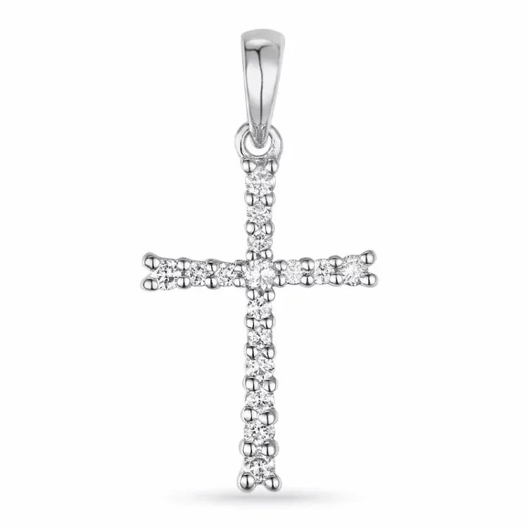 kors diamant hängen i 14  carat vitguld 0,155 ct