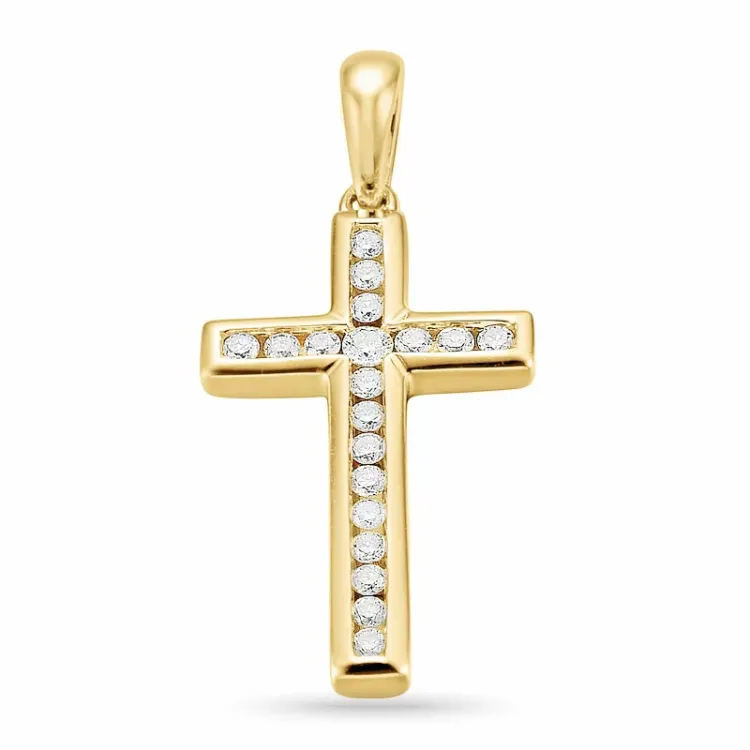 kors diamant hängen i 14  carat guld 0,163 ct