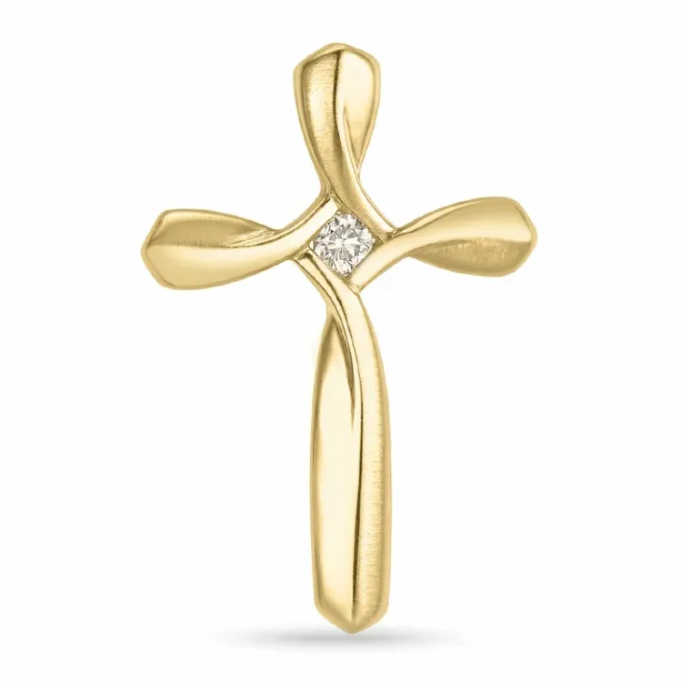 kors diamant hängen i 14  carat guld 0,031 ct