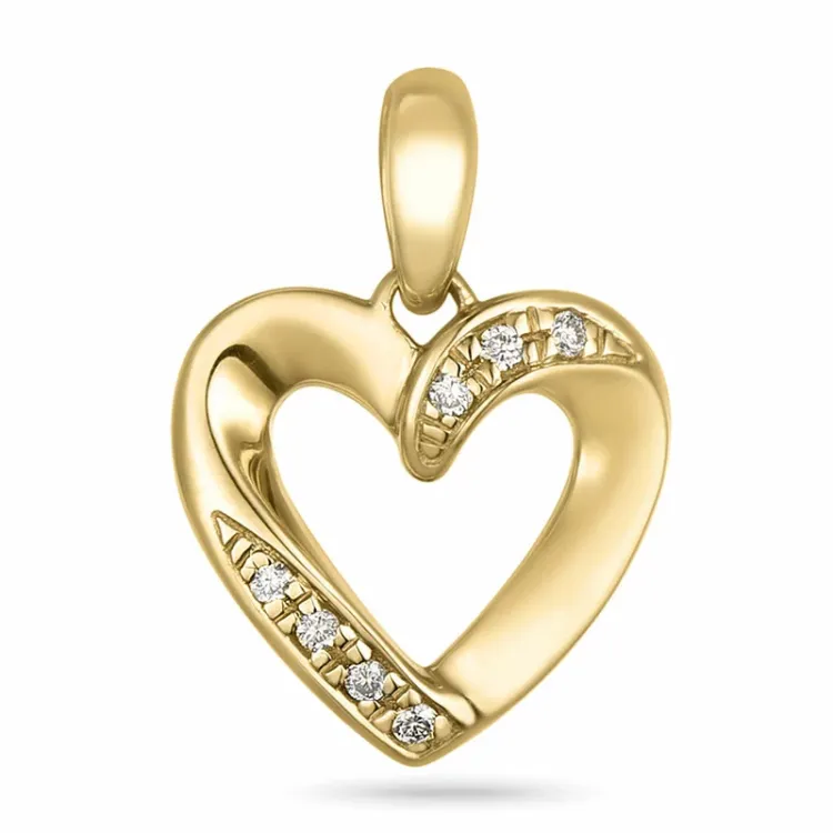 hjärta diamant hängen i 14  carat guld 0,03 ct