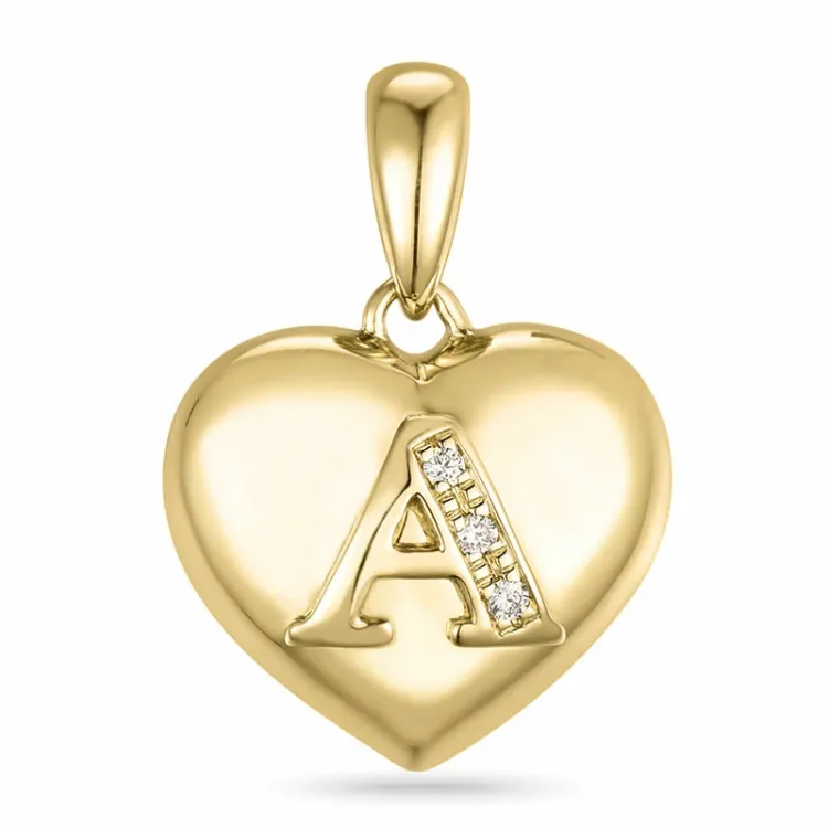 bokstav a diamant hängen i 14 carat guld 0,015 ct