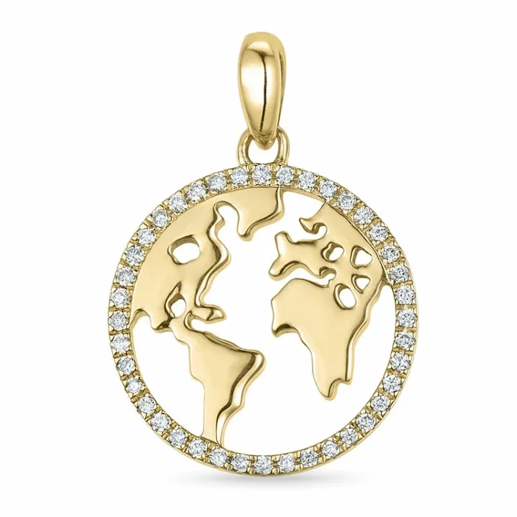 world diamant hängen i 14 carat guld 0,088 ct