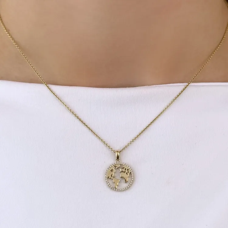 world diamant hängen i 14 carat guld 0,088 ct