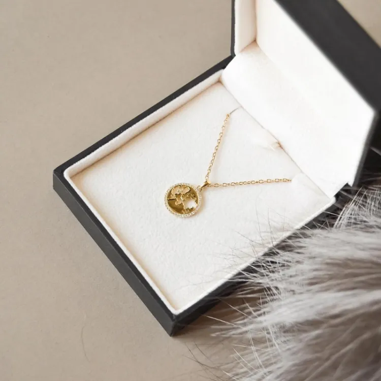 world diamant hängen i 14  carat guld 0,088 ct